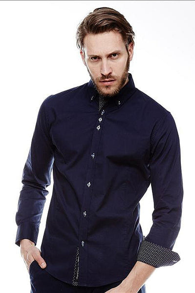 SLIM-FIT SHIRT CRSM - NAVY BLUE 16010-2