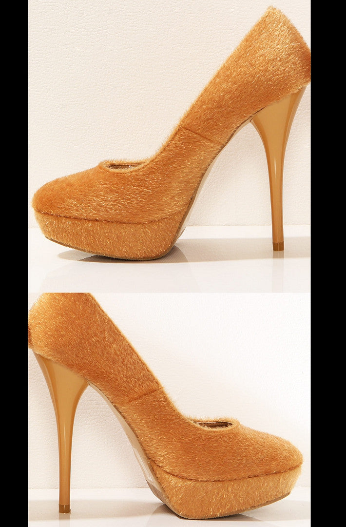 3117-2 High heels and platform with a teddy bear - beige