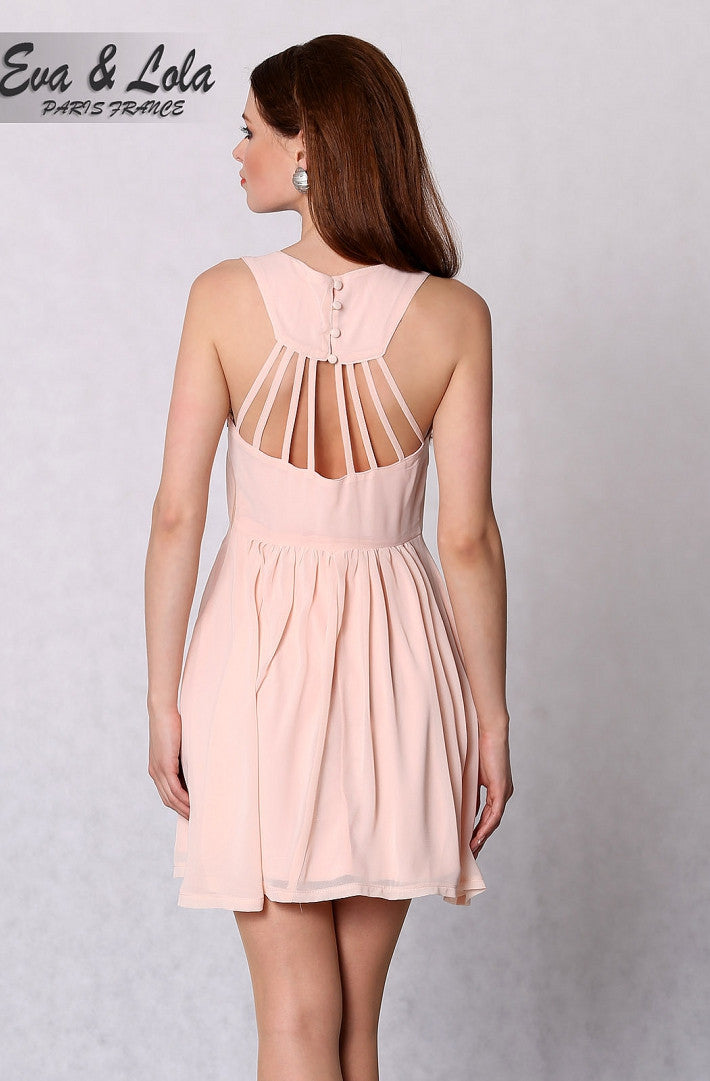 4251-2 Dress with stripes on the back - pink